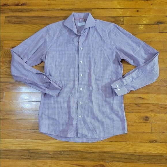 Etro Milano Men's Plaid Dress Shirt Slim Fit Size 41 - Picture 2 of 5